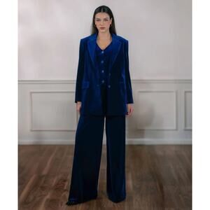 Atelier De La Hang Oversized Magestic Blue Velvet Blazer M NWT